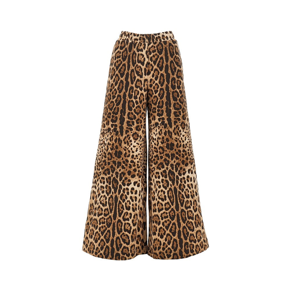 Pantalone wide-leg con stampa leopardata