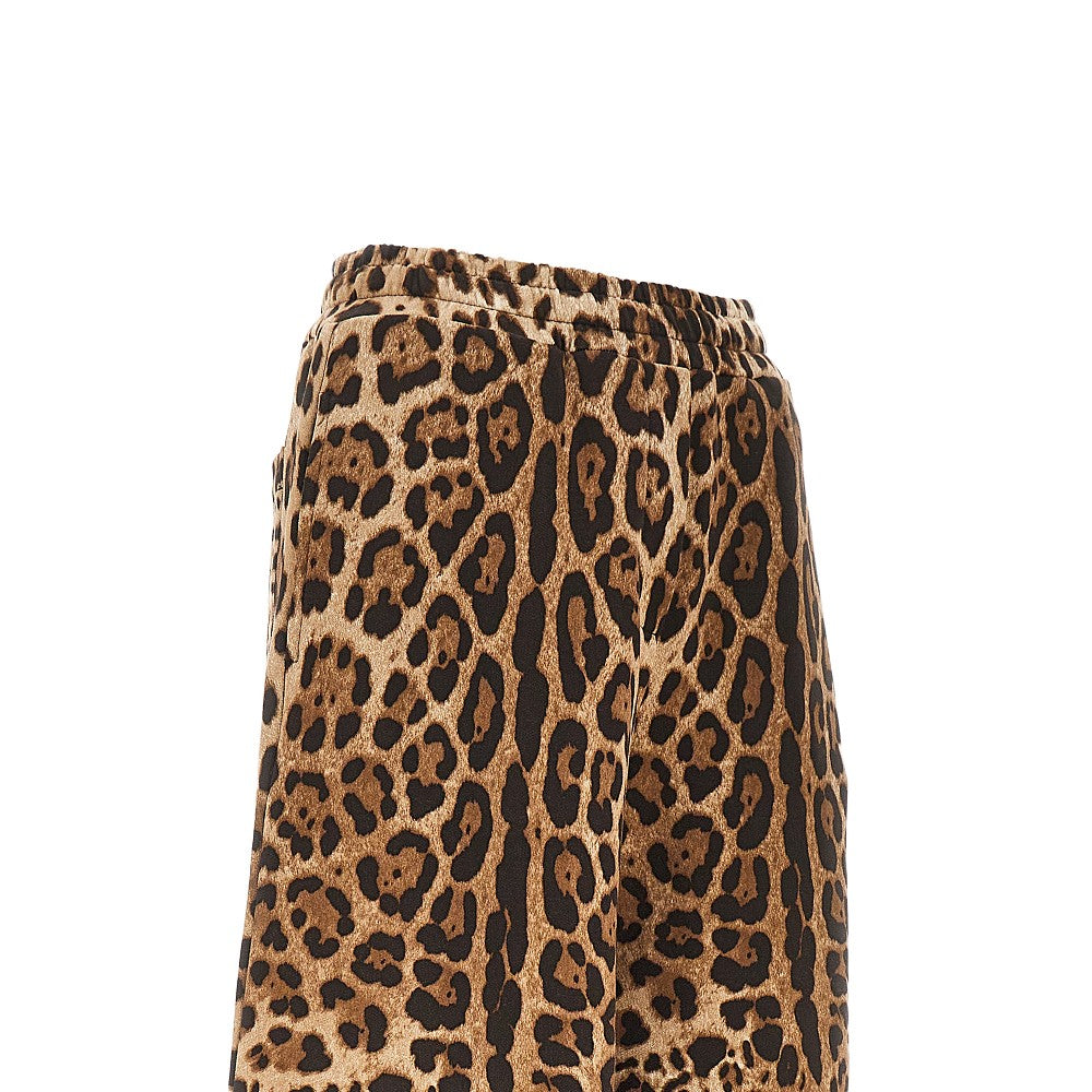 Pantalone wide-leg con stampa leopardata