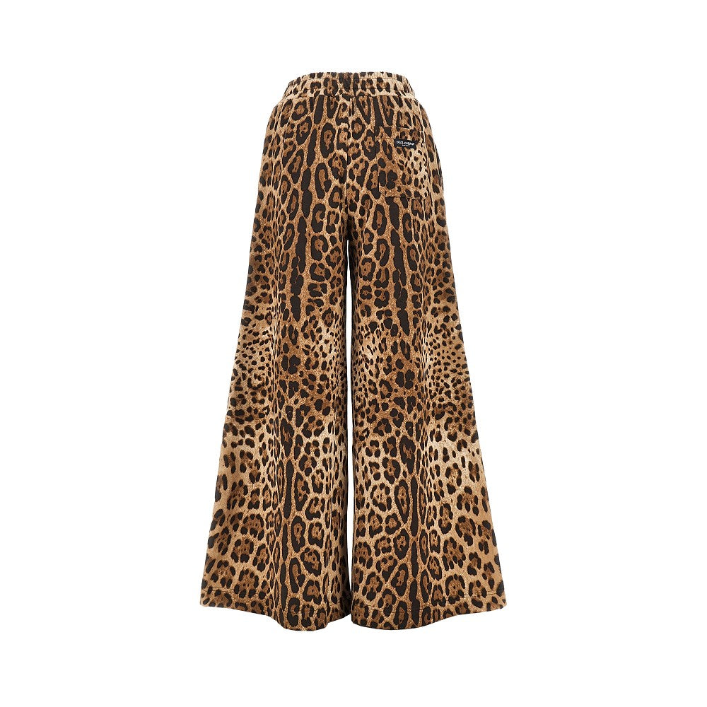 Pantalone wide-leg con stampa leopardata