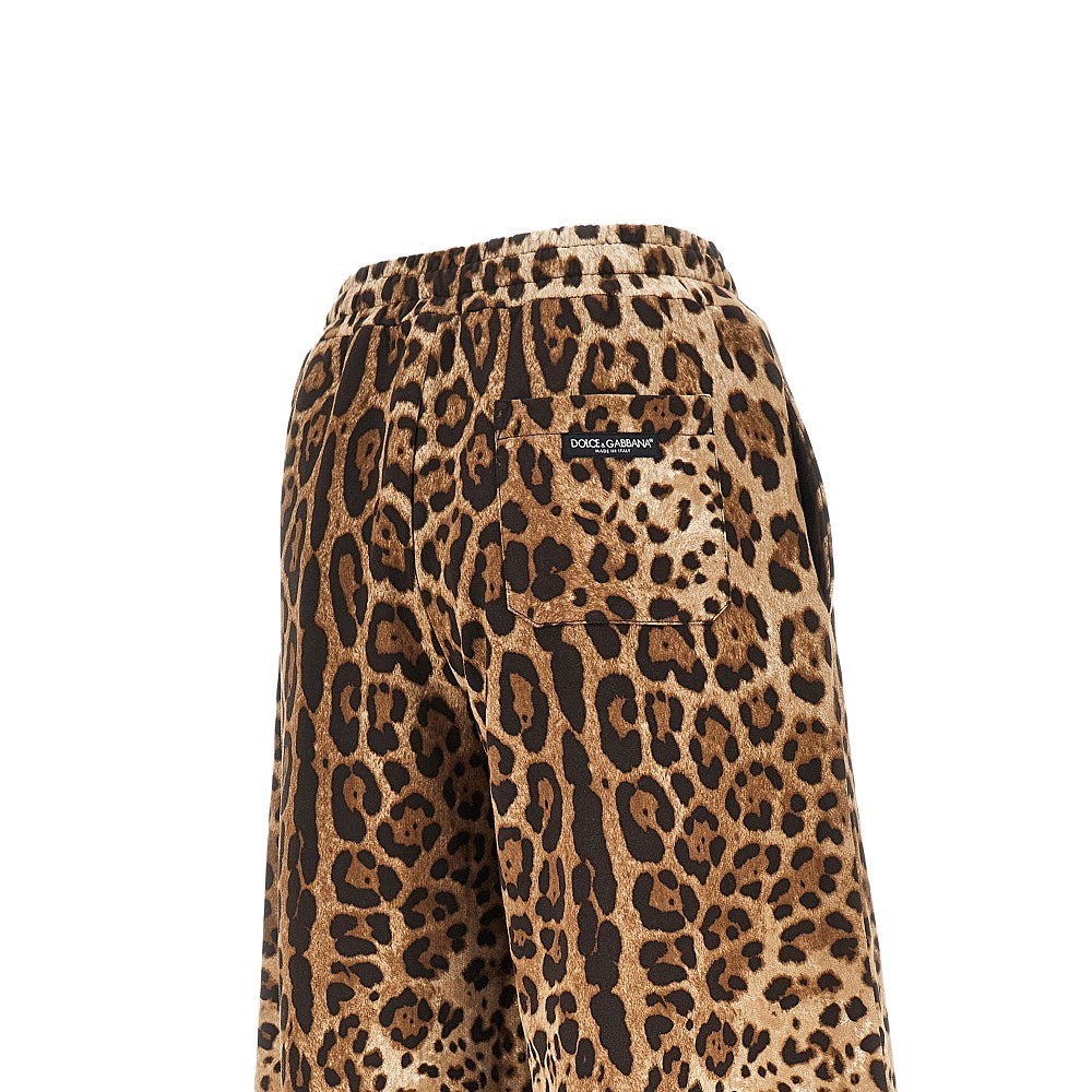 Pantalone wide-leg con stampa leopardata