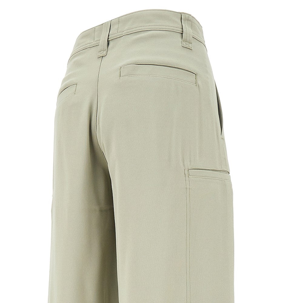 Wide-leg cady cargo pants