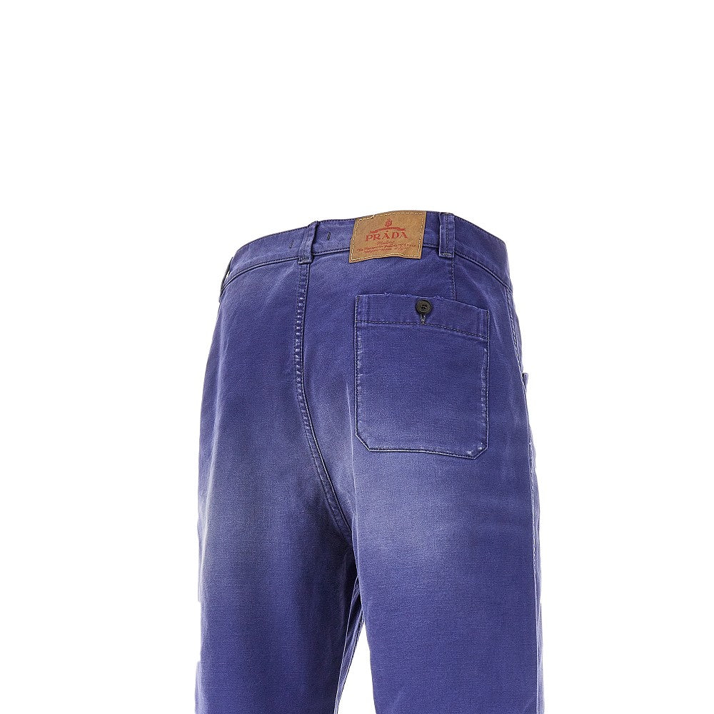Old-effect twill pants