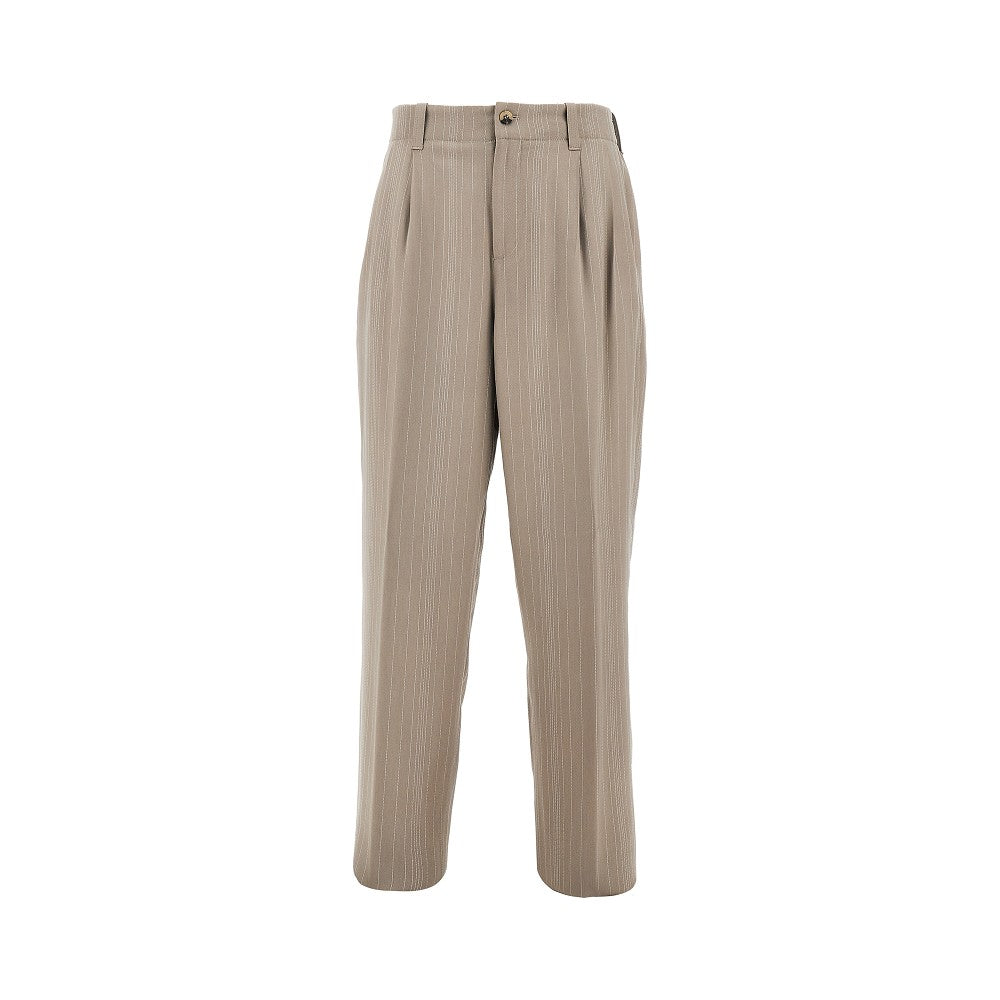 Pinstriped wool-blend pants with darts