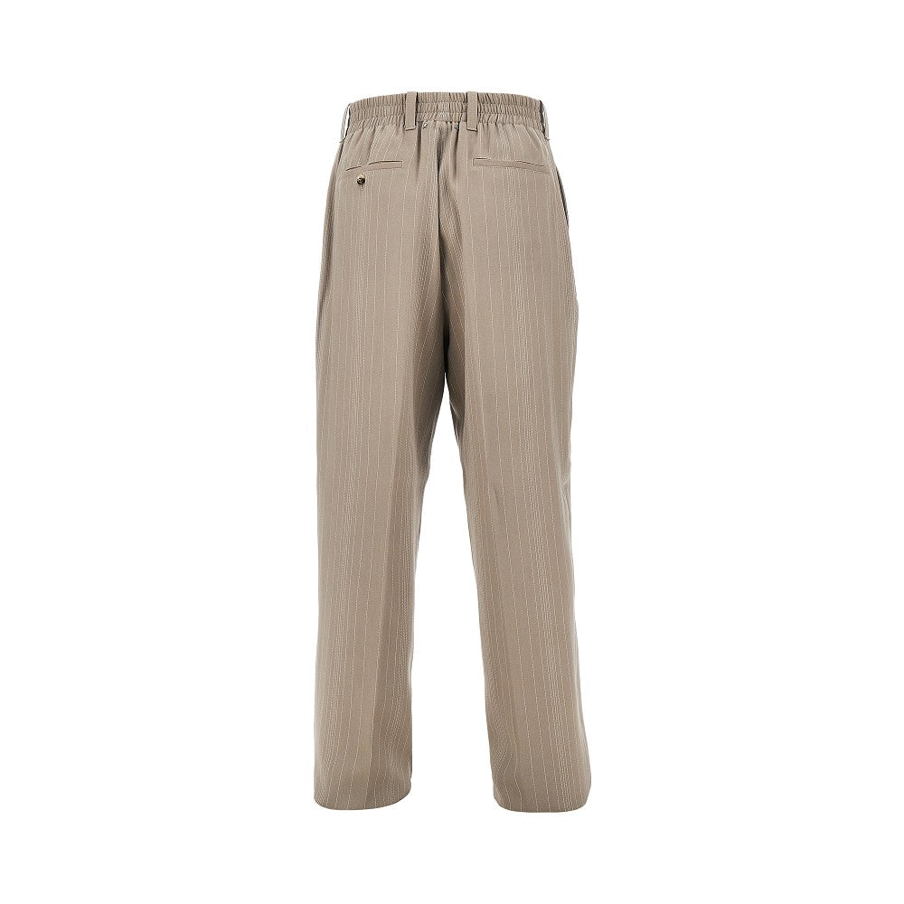 Pantalone in misto lana gessato con pinces