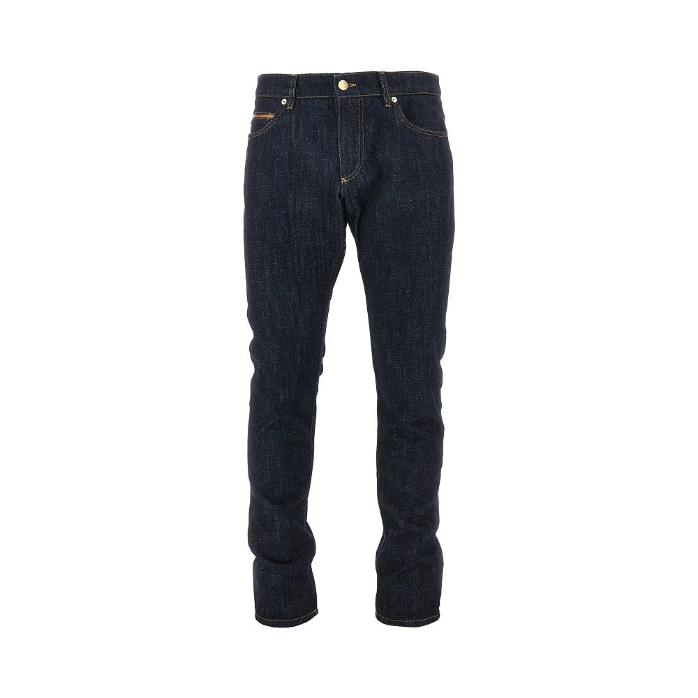 Regular Fit jeans with leather details
