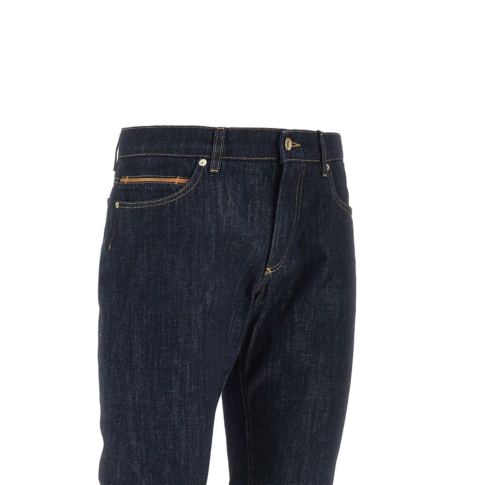 Regular Fit jeans with leather details