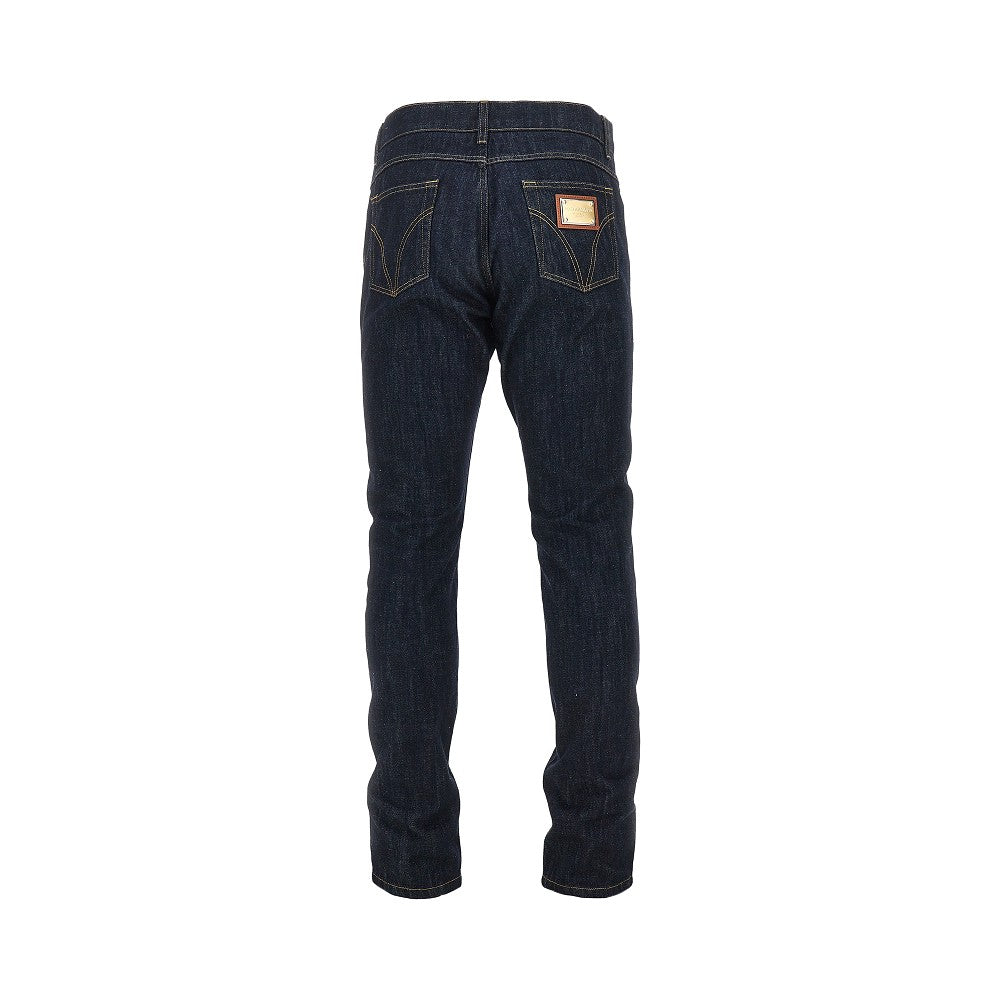 Regular Fit jeans with leather details