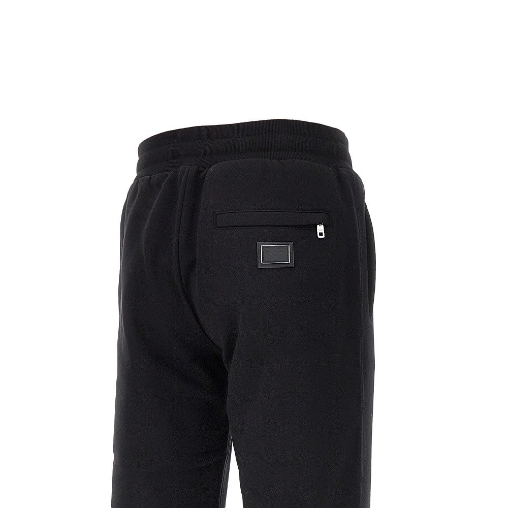 French terry pants with logo plate