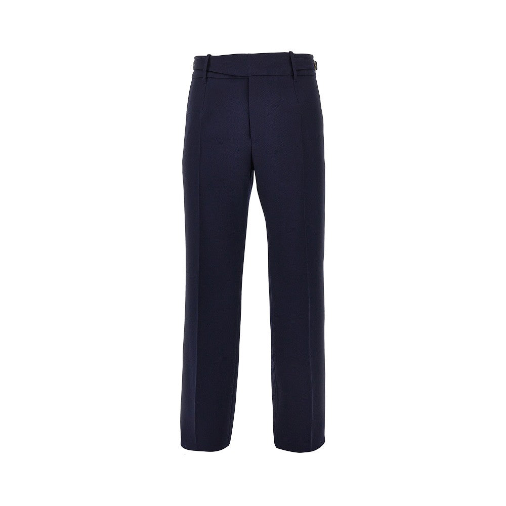 Wool pants with waist straps