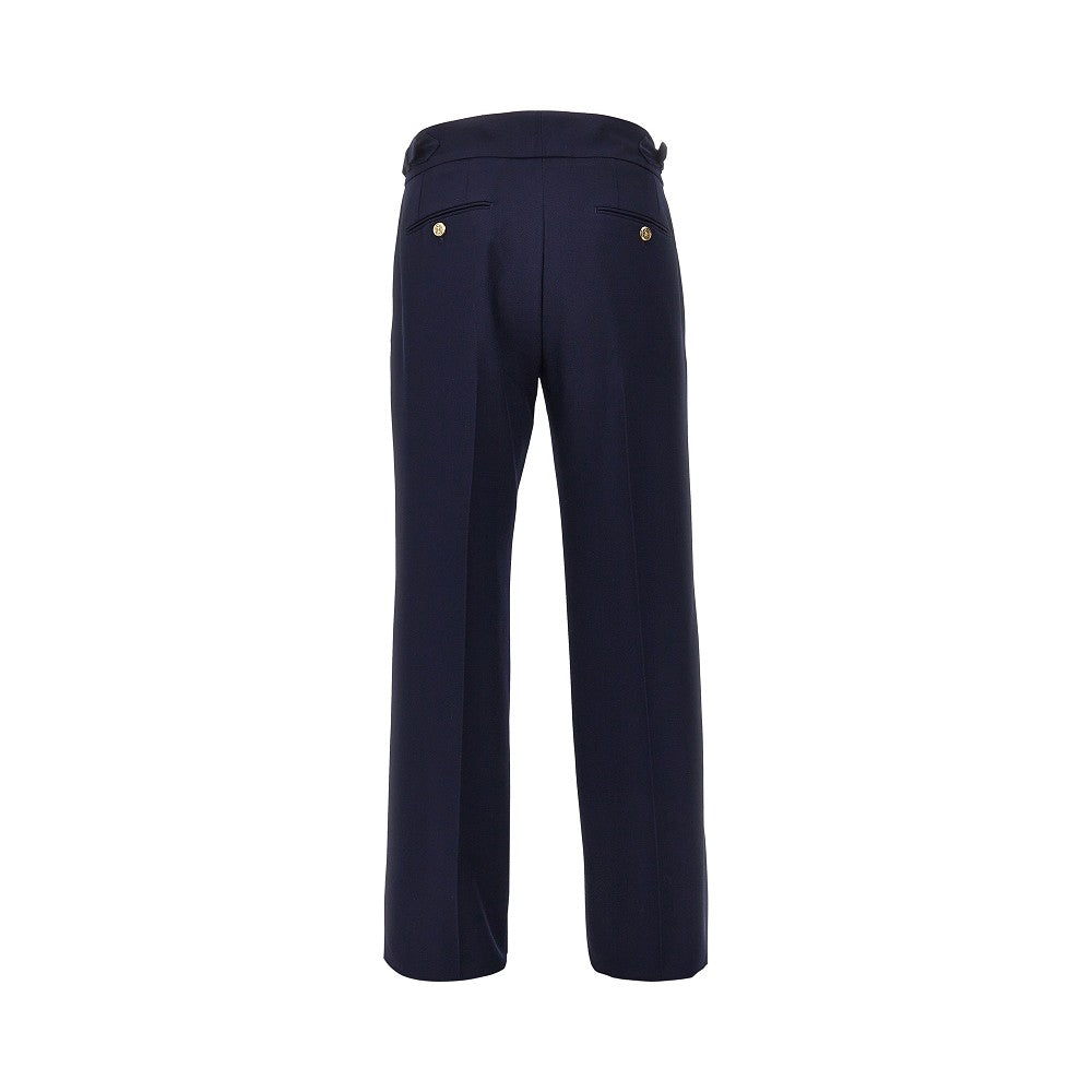 Wool pants with waist straps