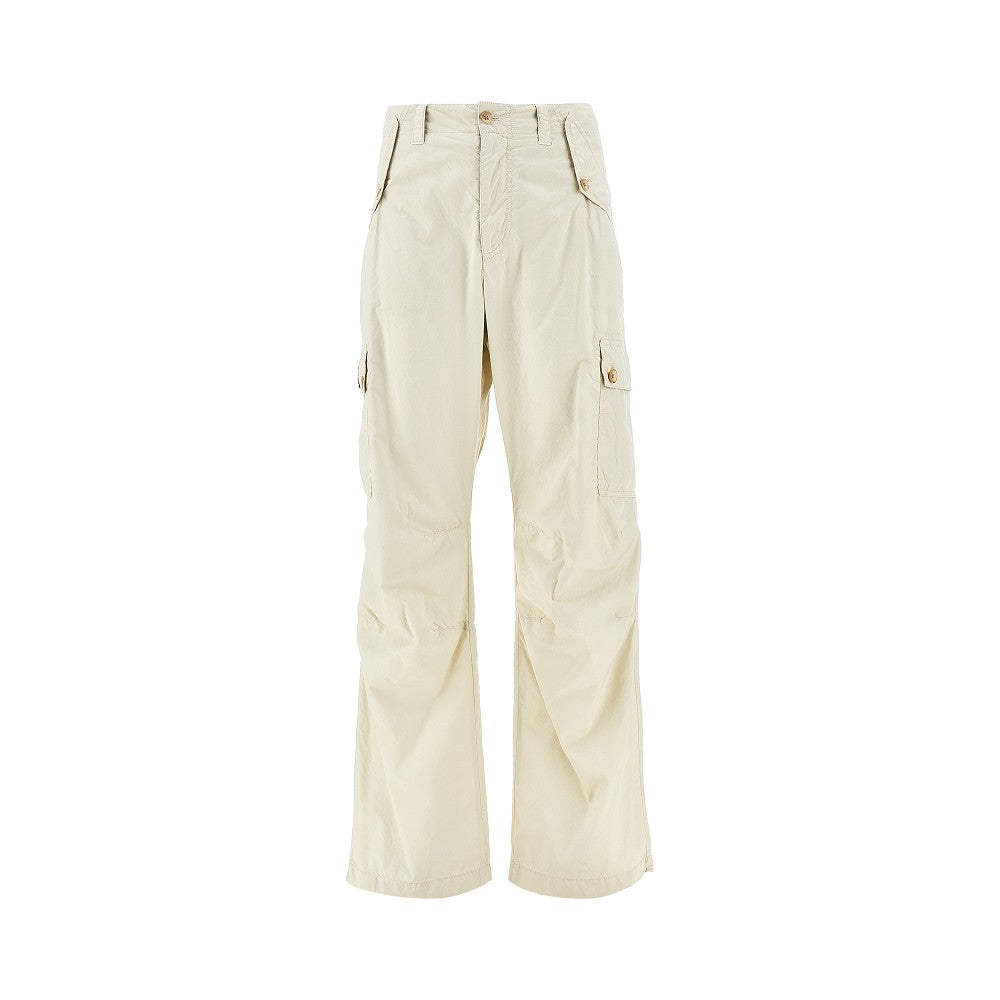 Cotton cargo pants with logo plate