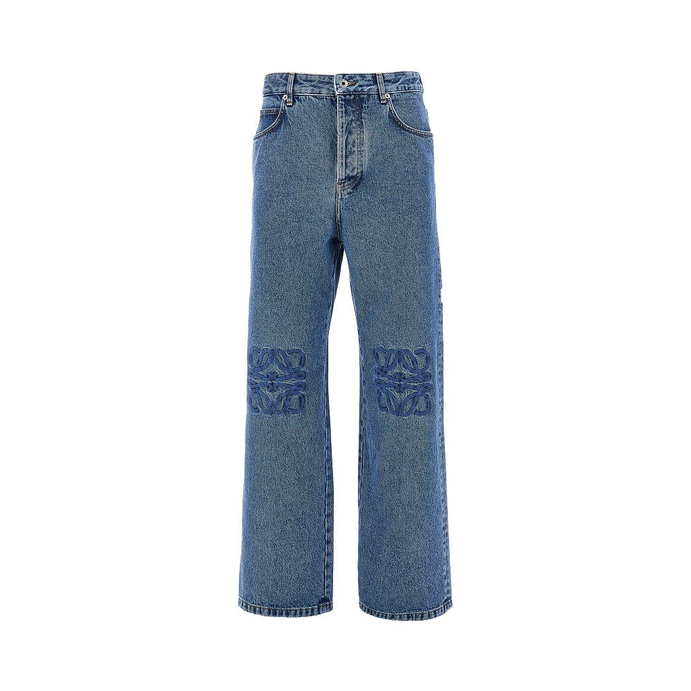 Denim jeans with Anagram embroidery