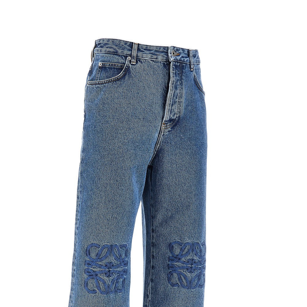 Denim jeans with Anagram embroidery