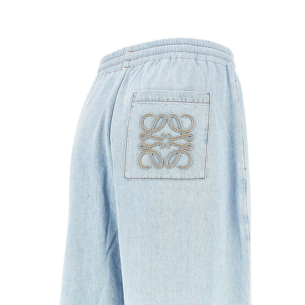 Denim pants with drawstring