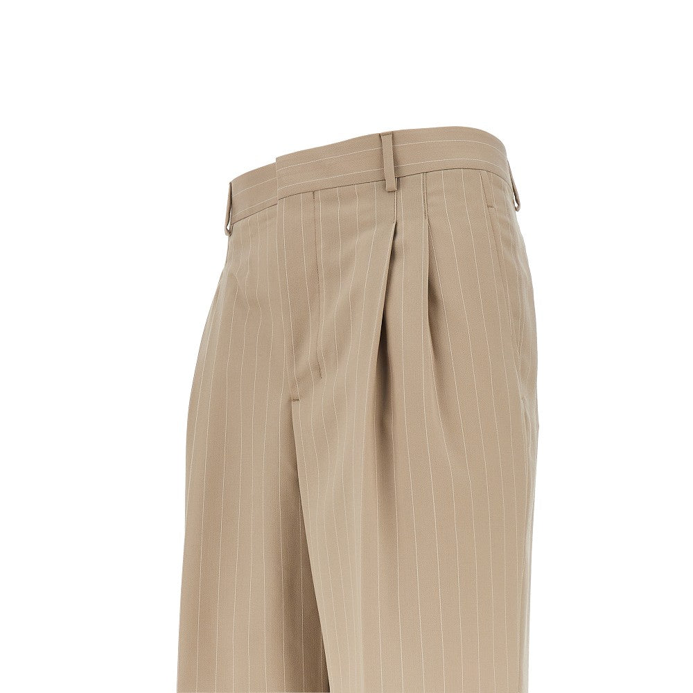 Pinstriped gabardine pants with darts