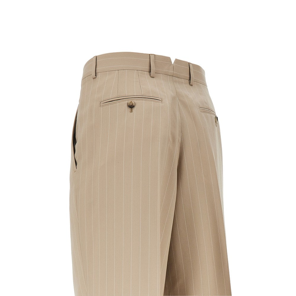 Pinstriped gabardine pants with darts