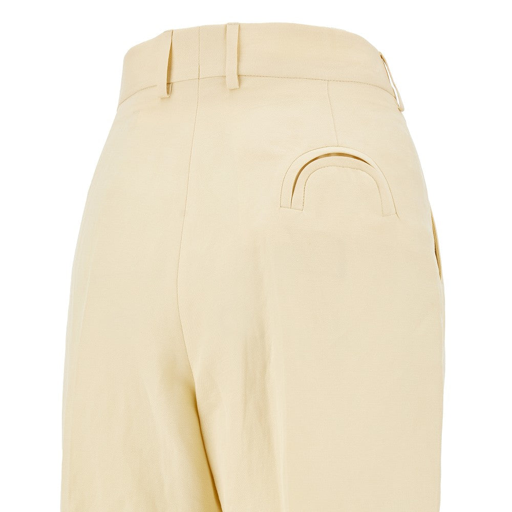 Pantalone in lino e seta con pince