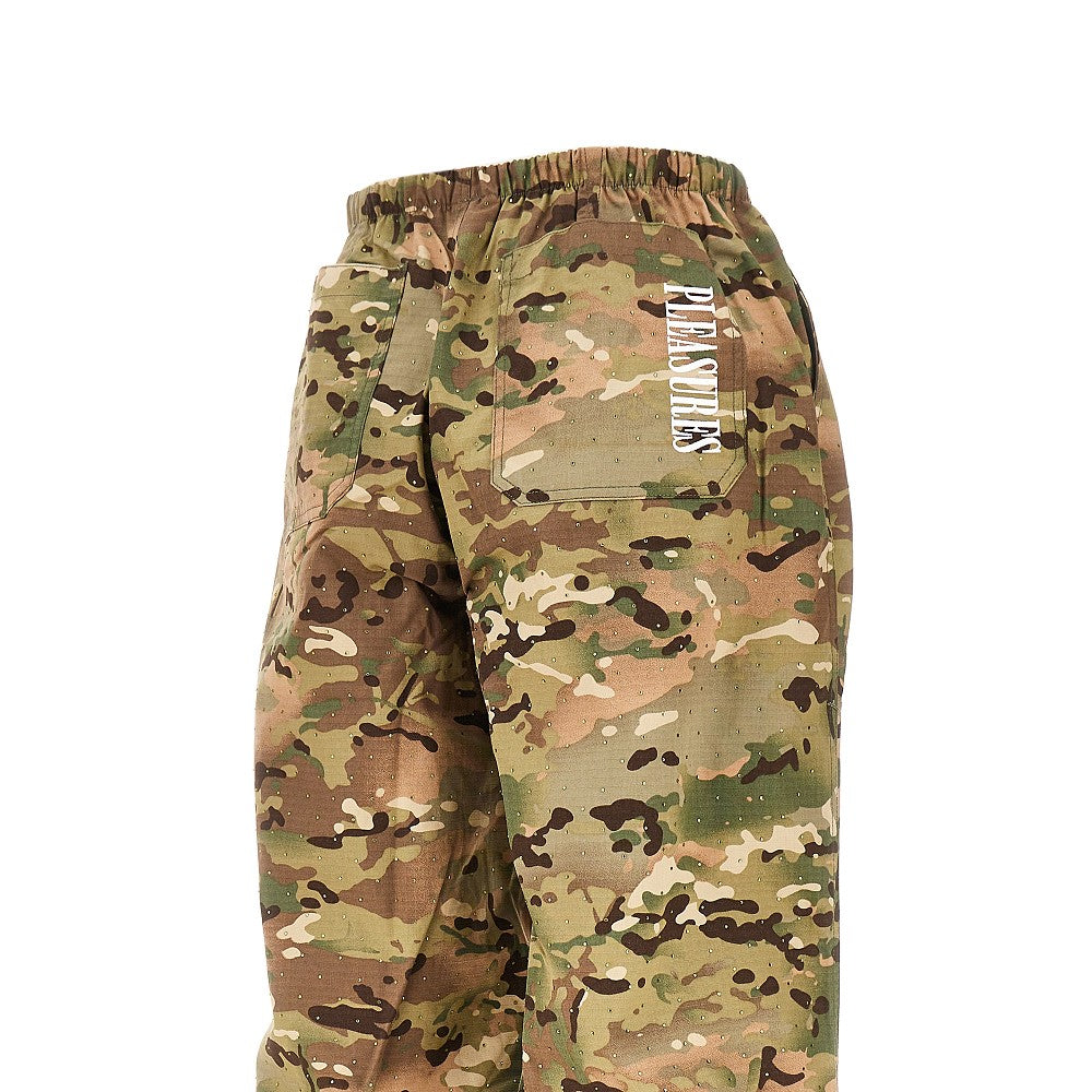Strass-embellished camouflage pants