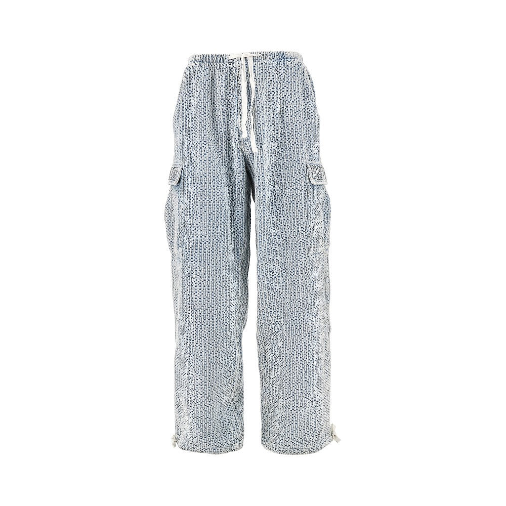 Pantalone cargo in tessuto chambray