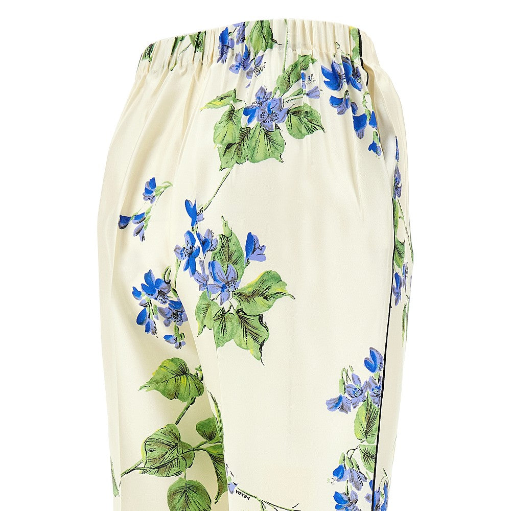 Floral print silk pants
