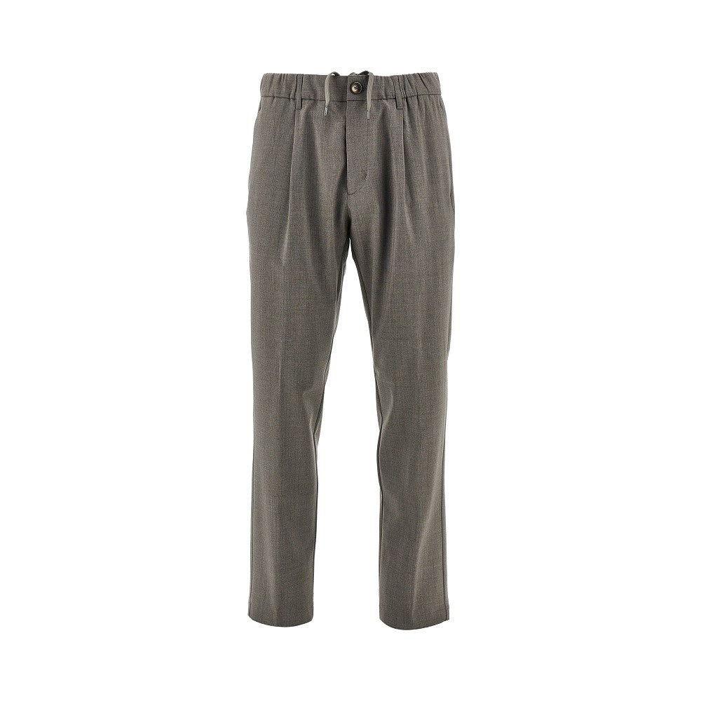 Stretch liht wool pants with drawstring