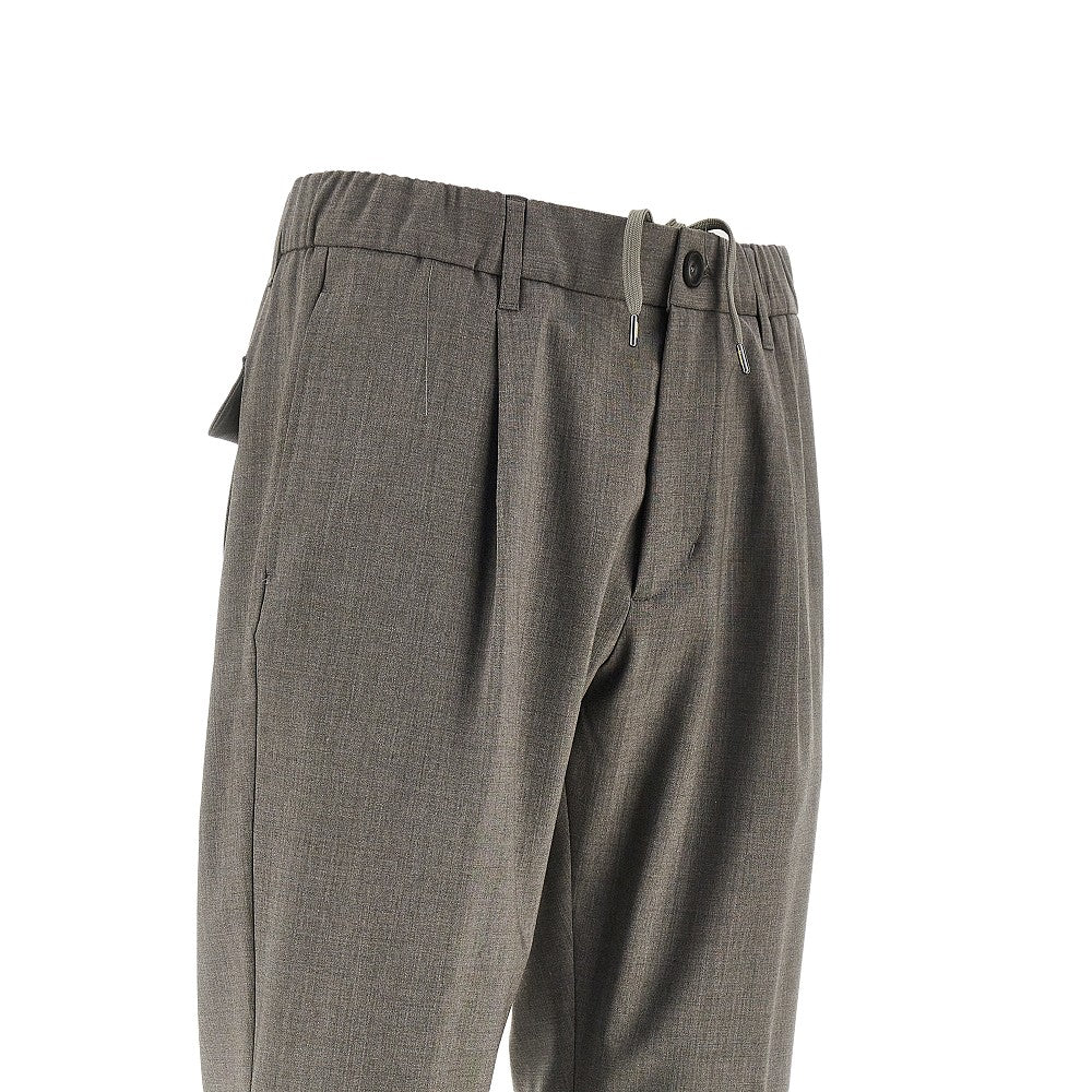 Stretch liht wool pants with drawstring