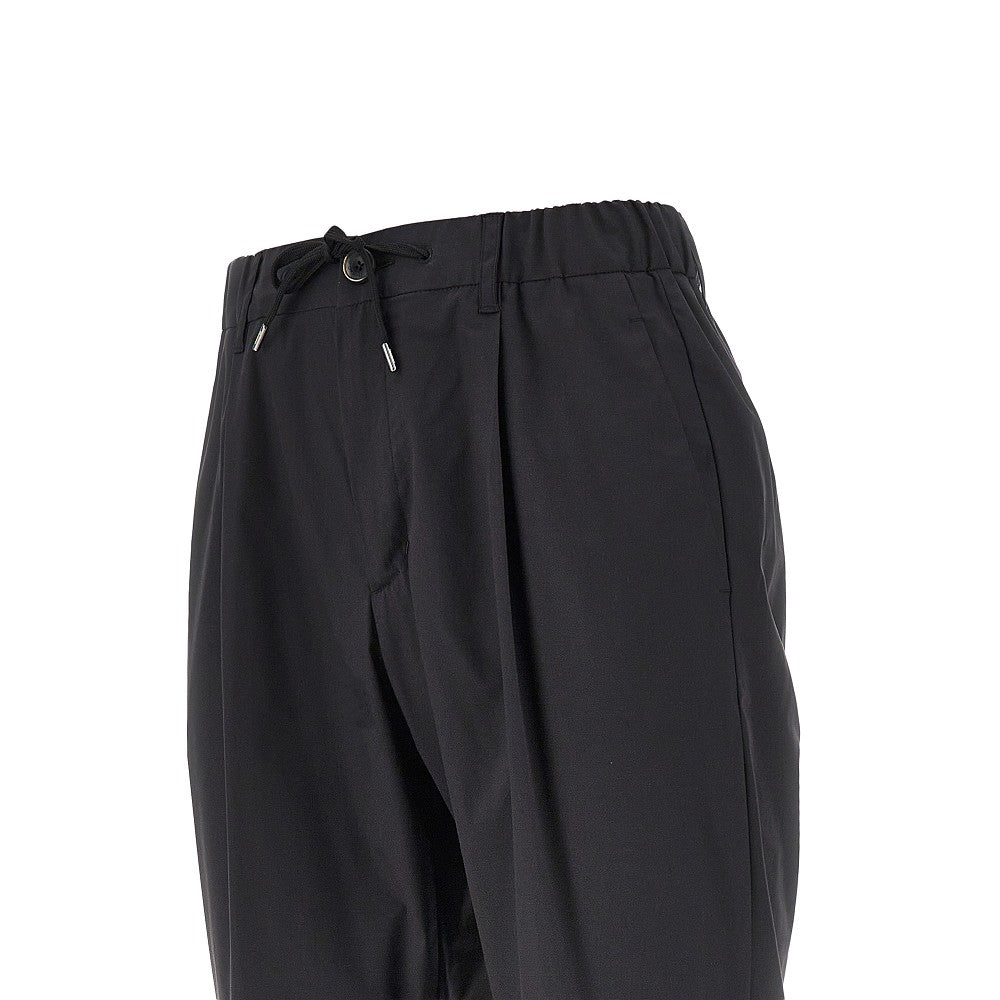 Technical poplin pants with drawstring