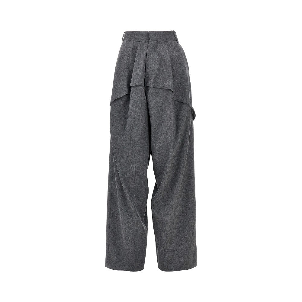 Wide leg panneled wool pants
