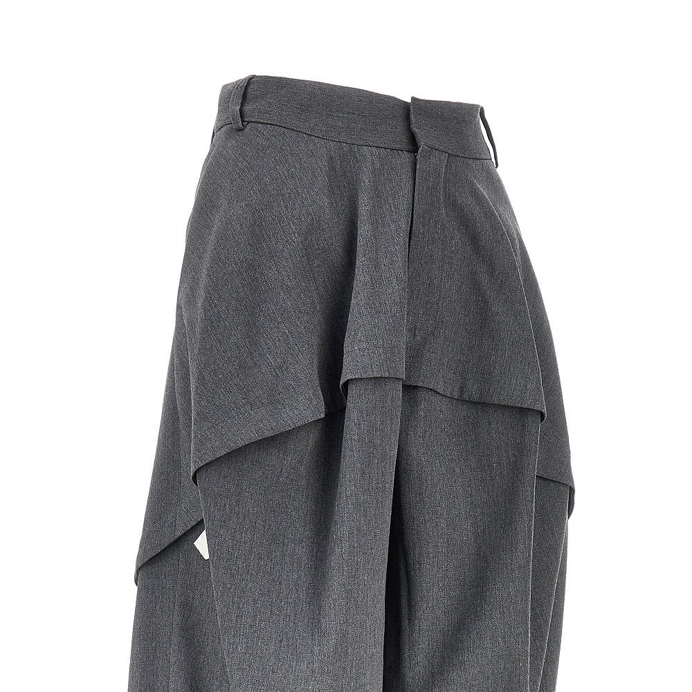 Wide leg panneled wool pants