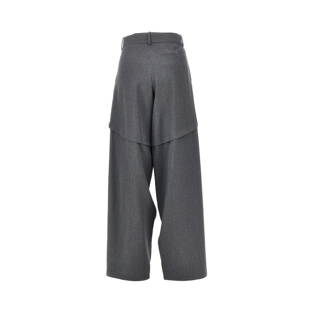 Wide leg panneled wool pants