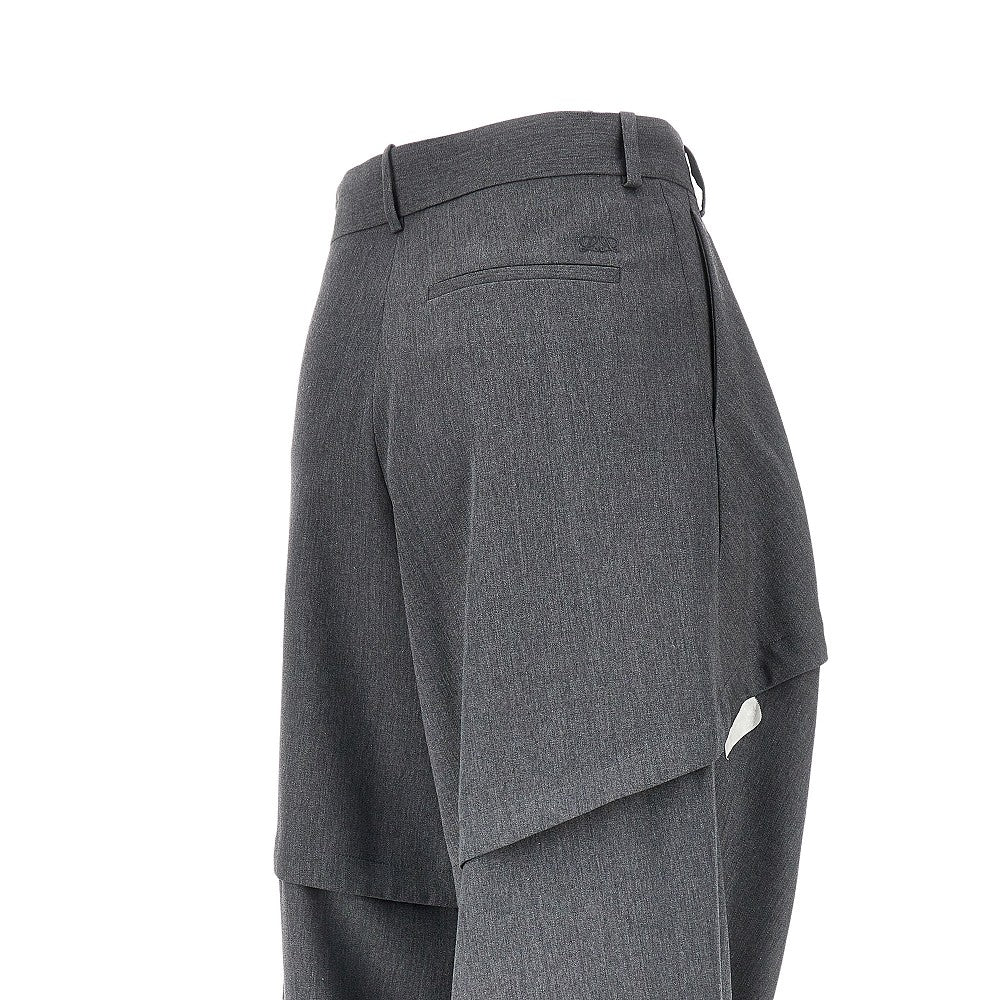 Wide leg panneled wool pants