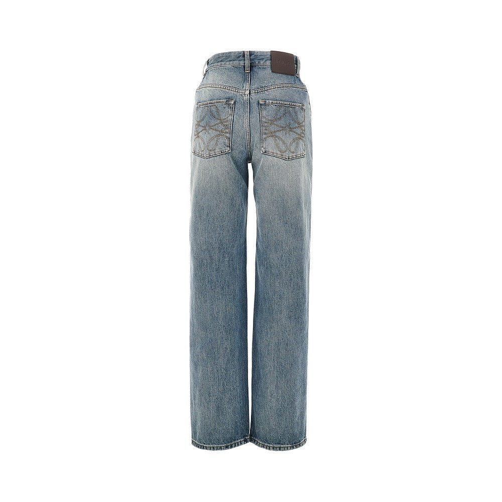 Jeans a gamba dritta con ricami Anagram