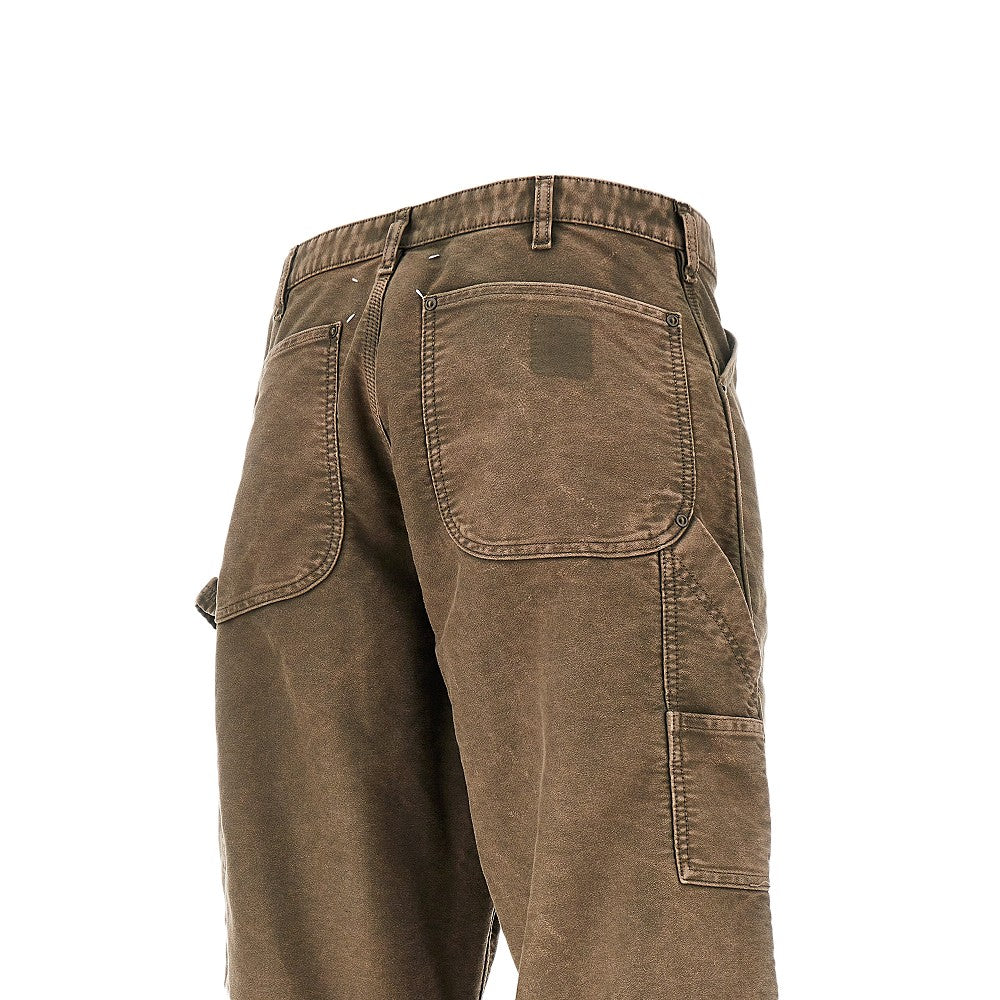 Faded effect cotton workpants