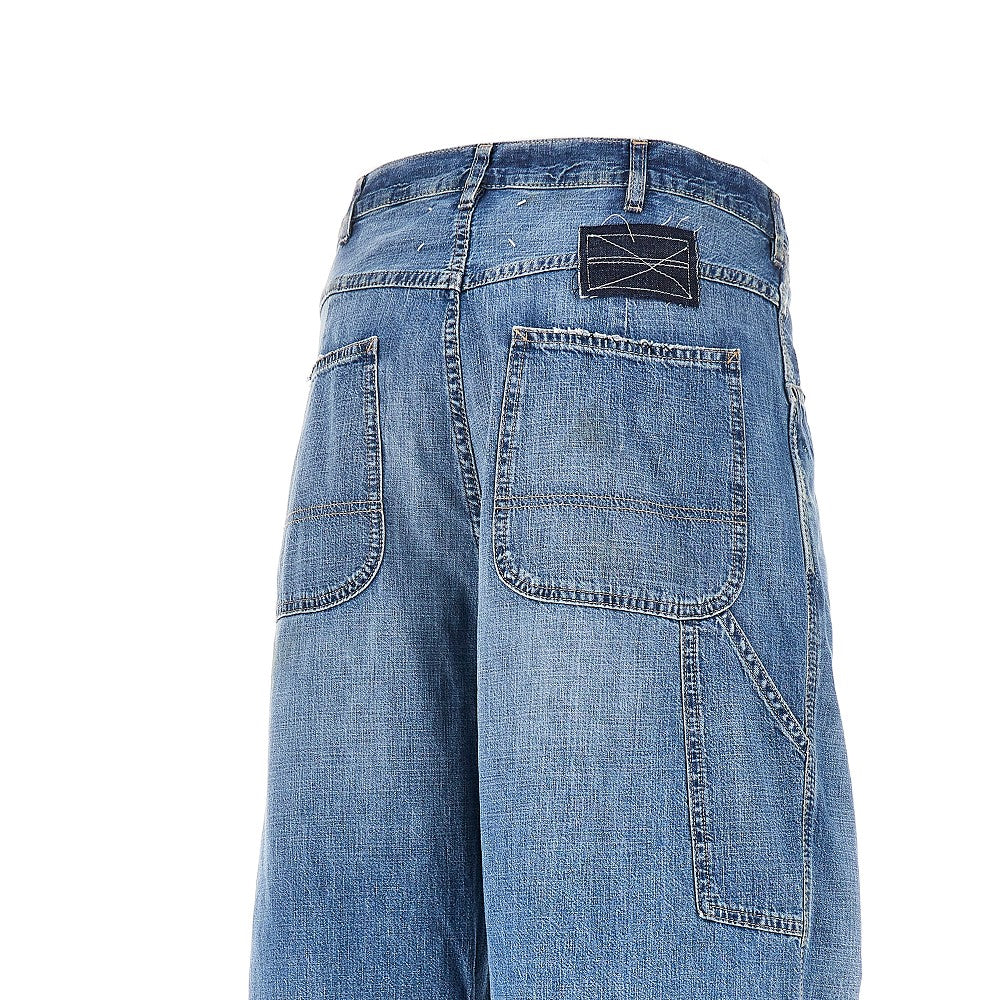 Washed denim wide leg jeans