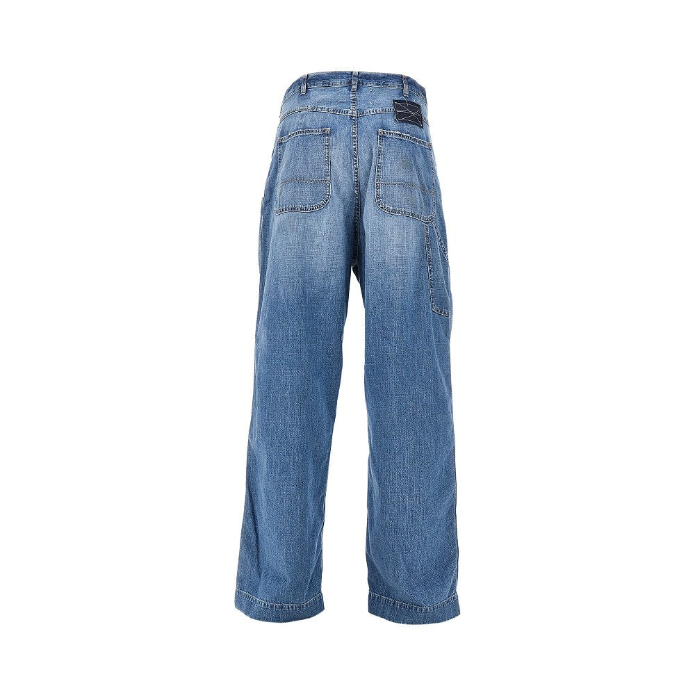 Washed denim wide leg jeans