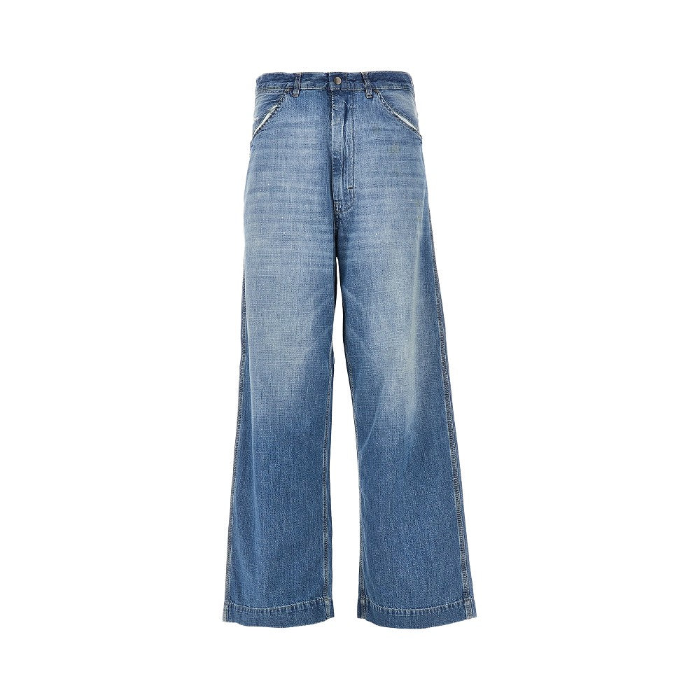 Jeans a gamba ampia in denim slavato