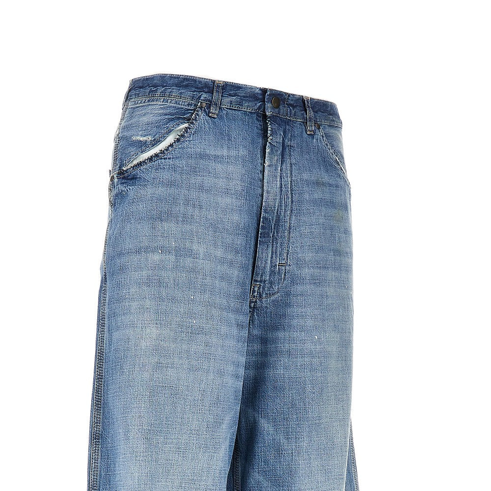 Jeans a gamba ampia in denim slavato