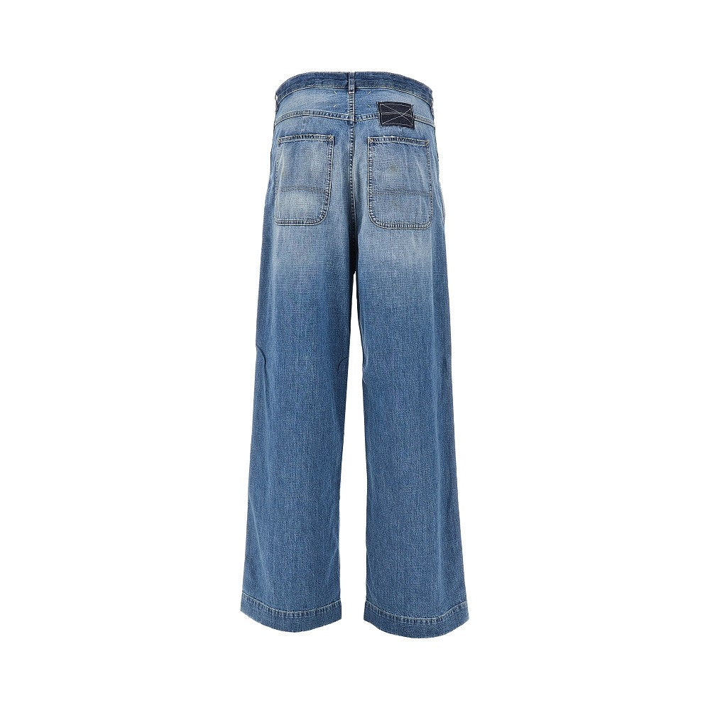 Jeans a gamba ampia in denim slavato