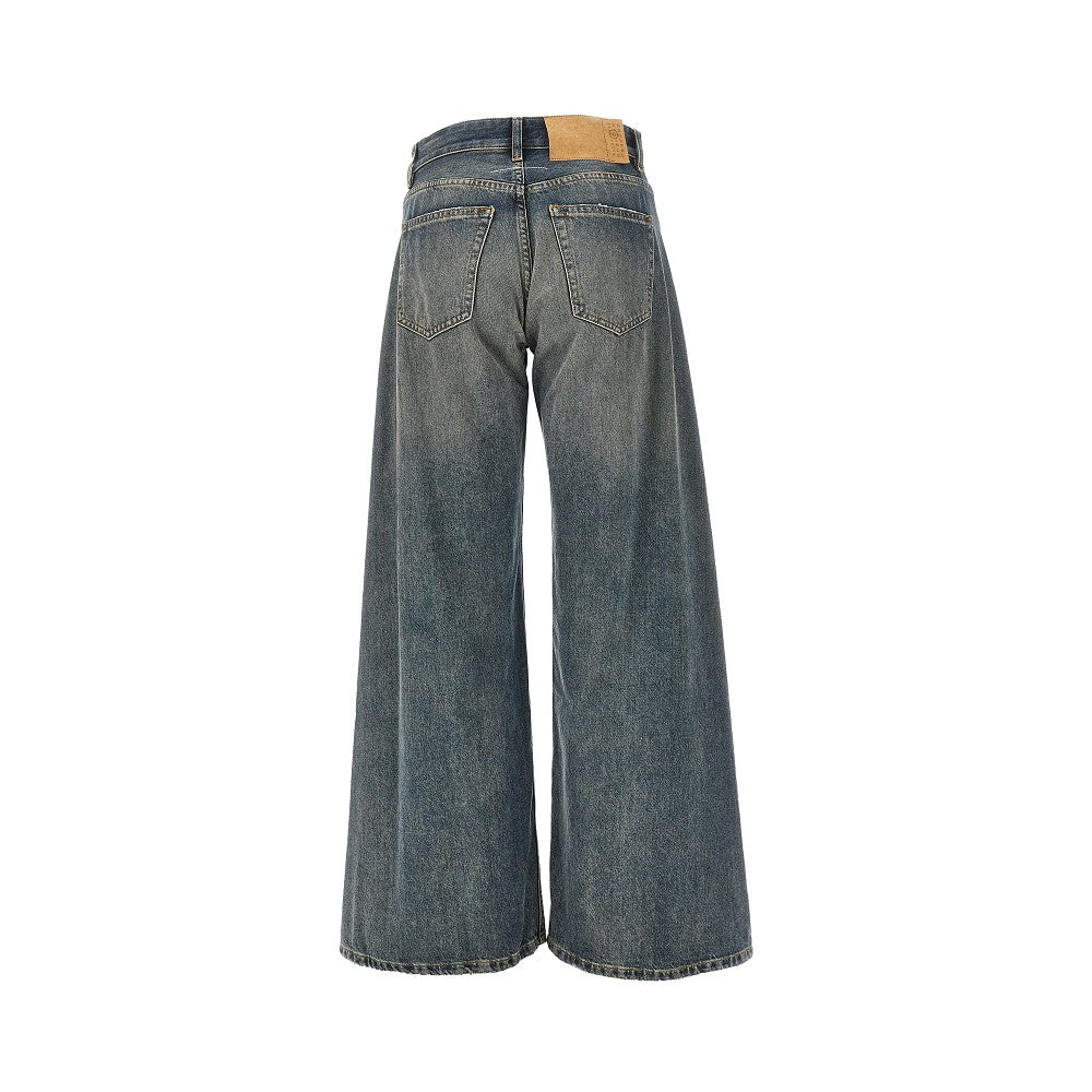 Jeans a gamba ampia in denim distressed