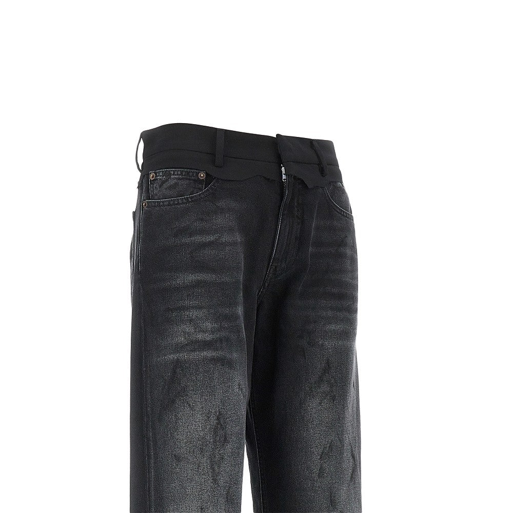 Jeans with waist tailored insert