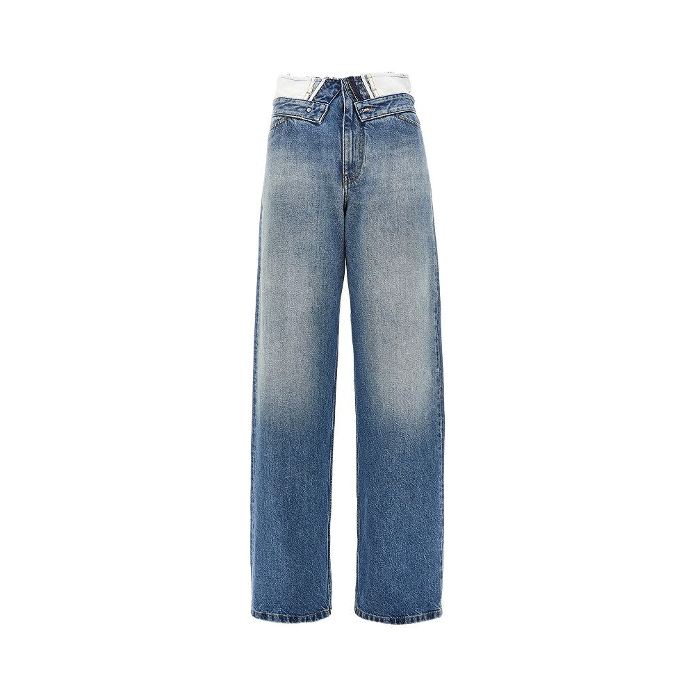 Jeans con effetto rovesciato in vita