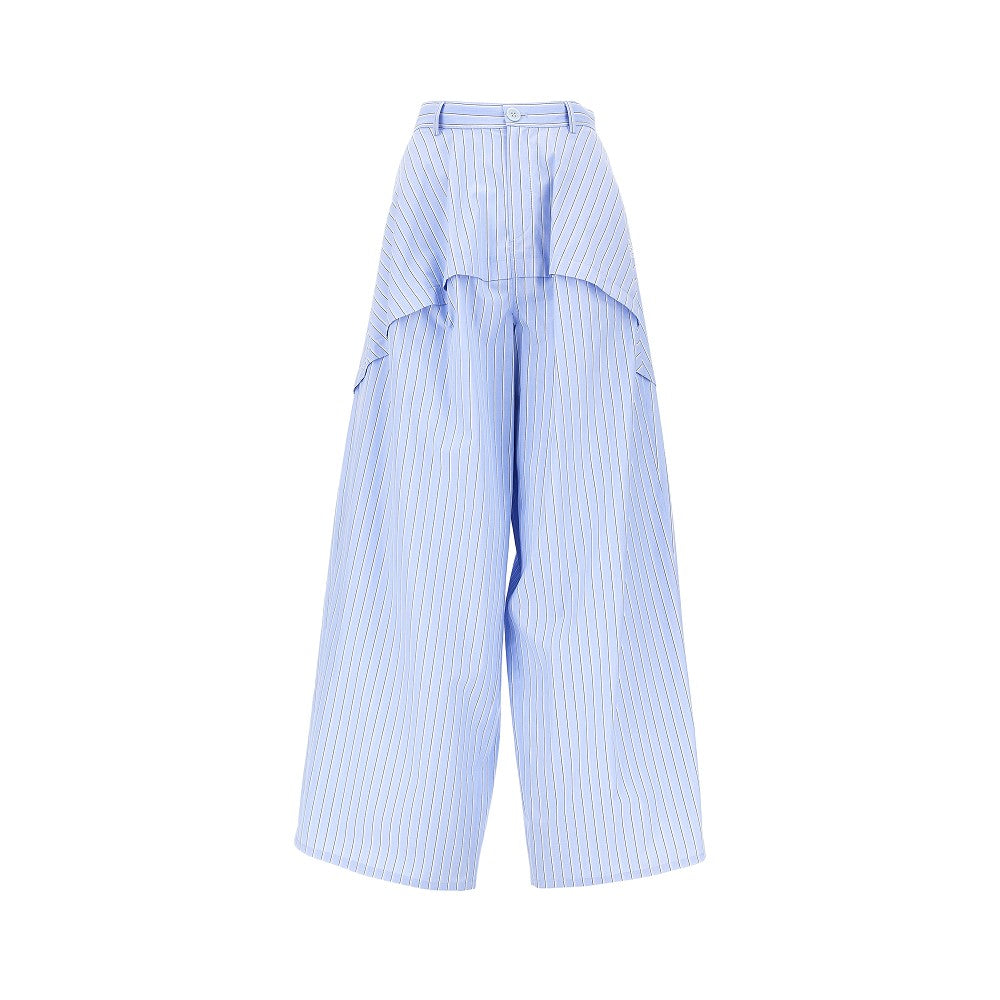 Striped poplin wide pants