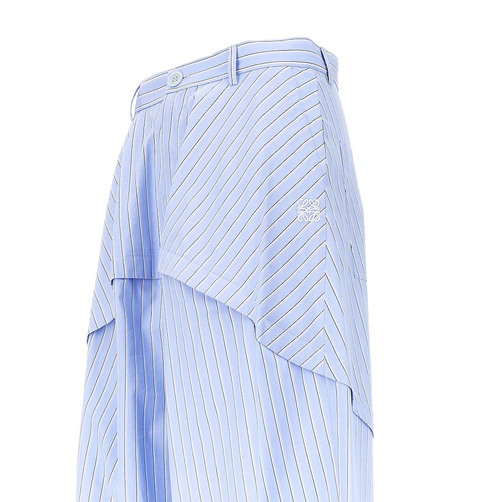 Striped poplin wide pants