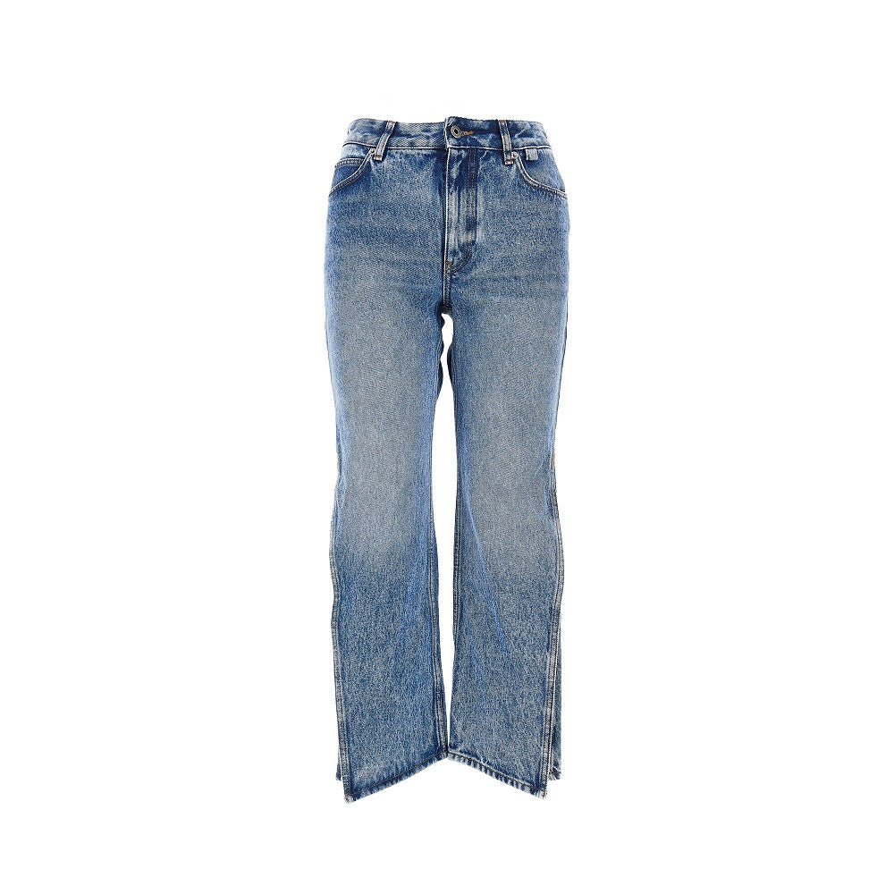 Jeans cropped con spacchi laterali
