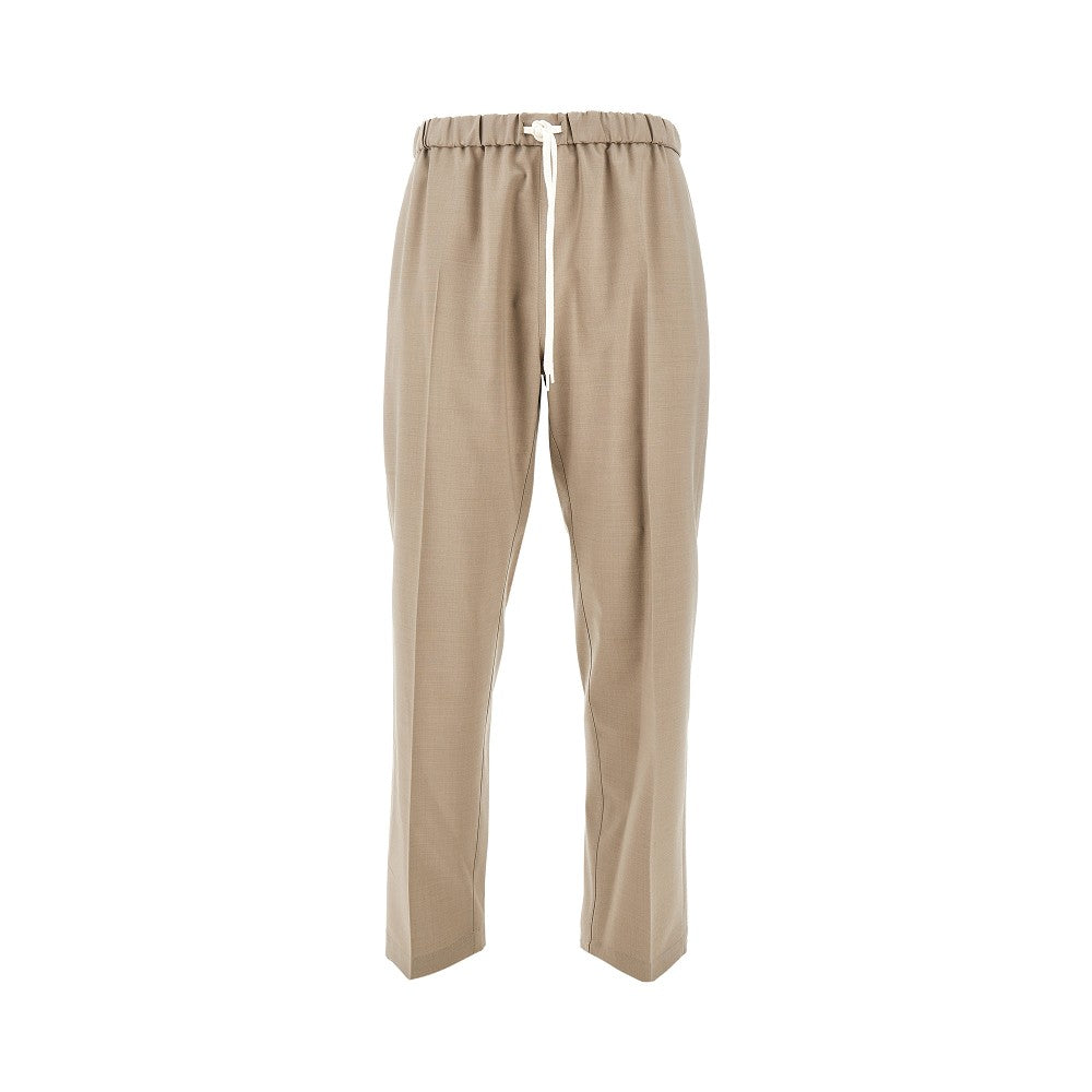 Wool-blend pants with drawstring