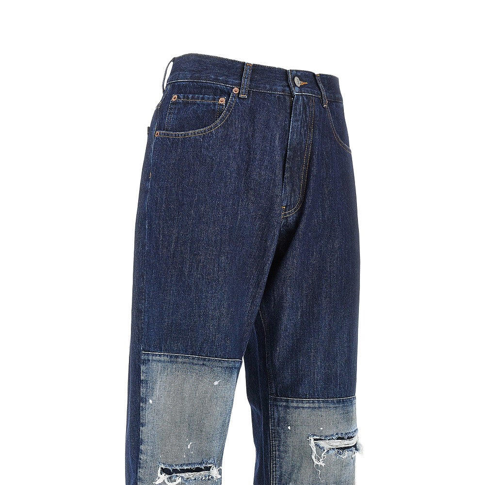 Distressed effect straight leg jeans