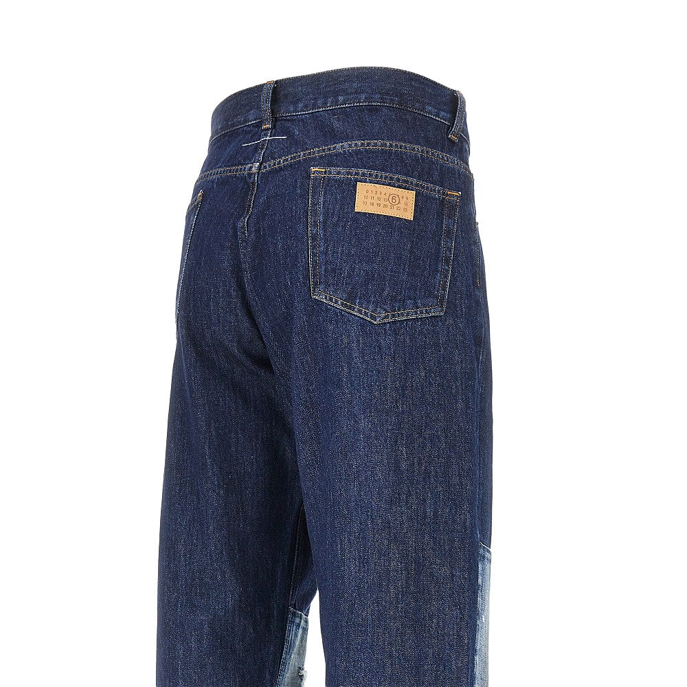 Distressed effect straight leg jeans