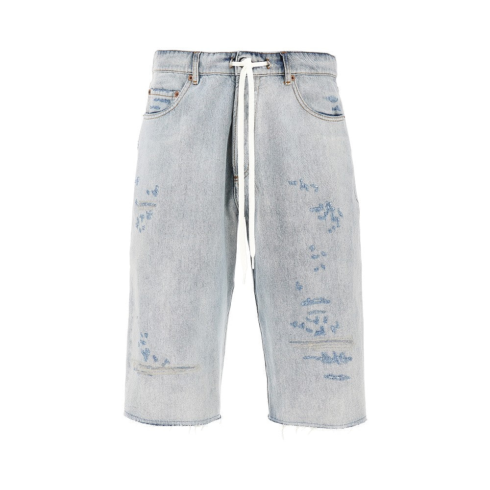 Distressed denim shorts