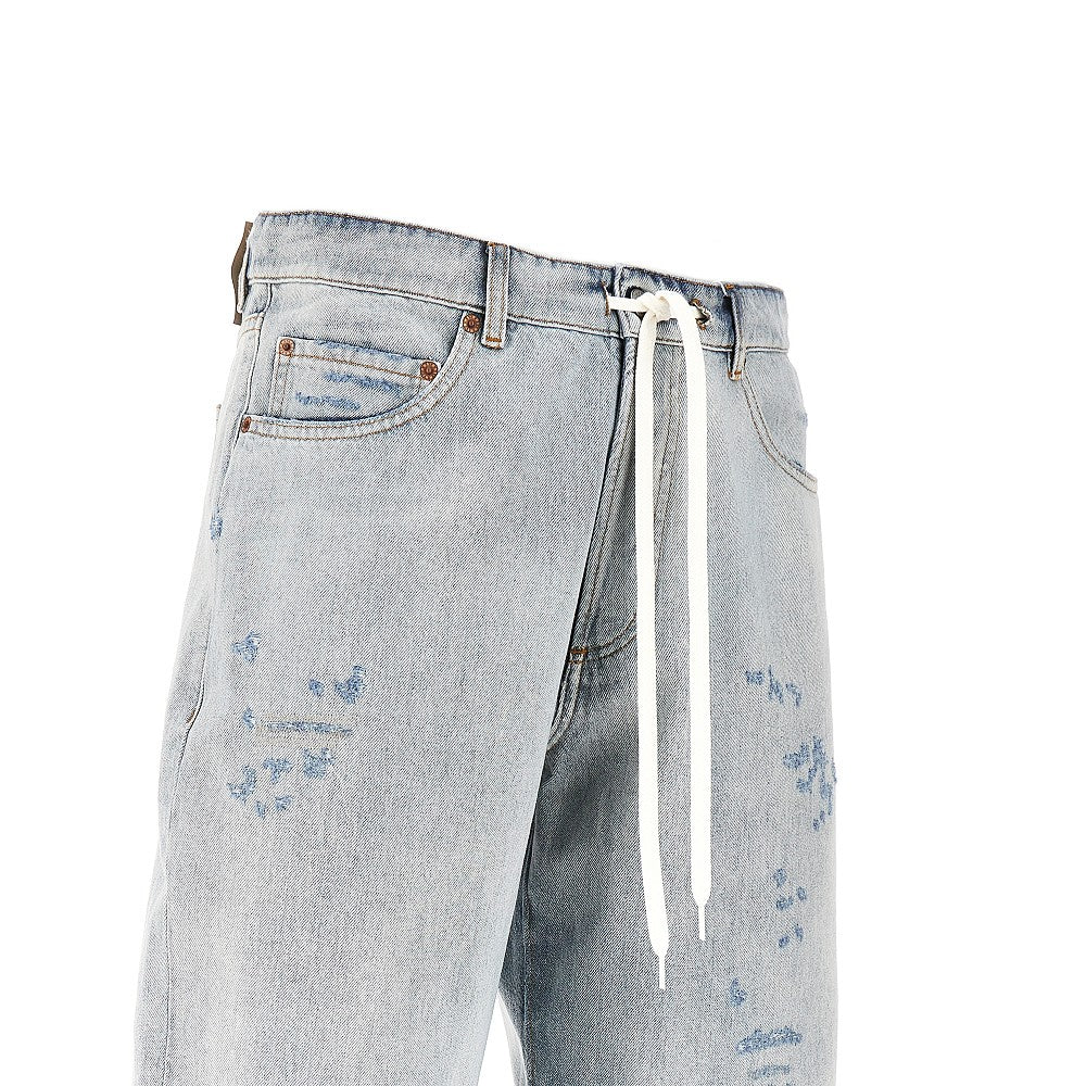 Distressed denim shorts