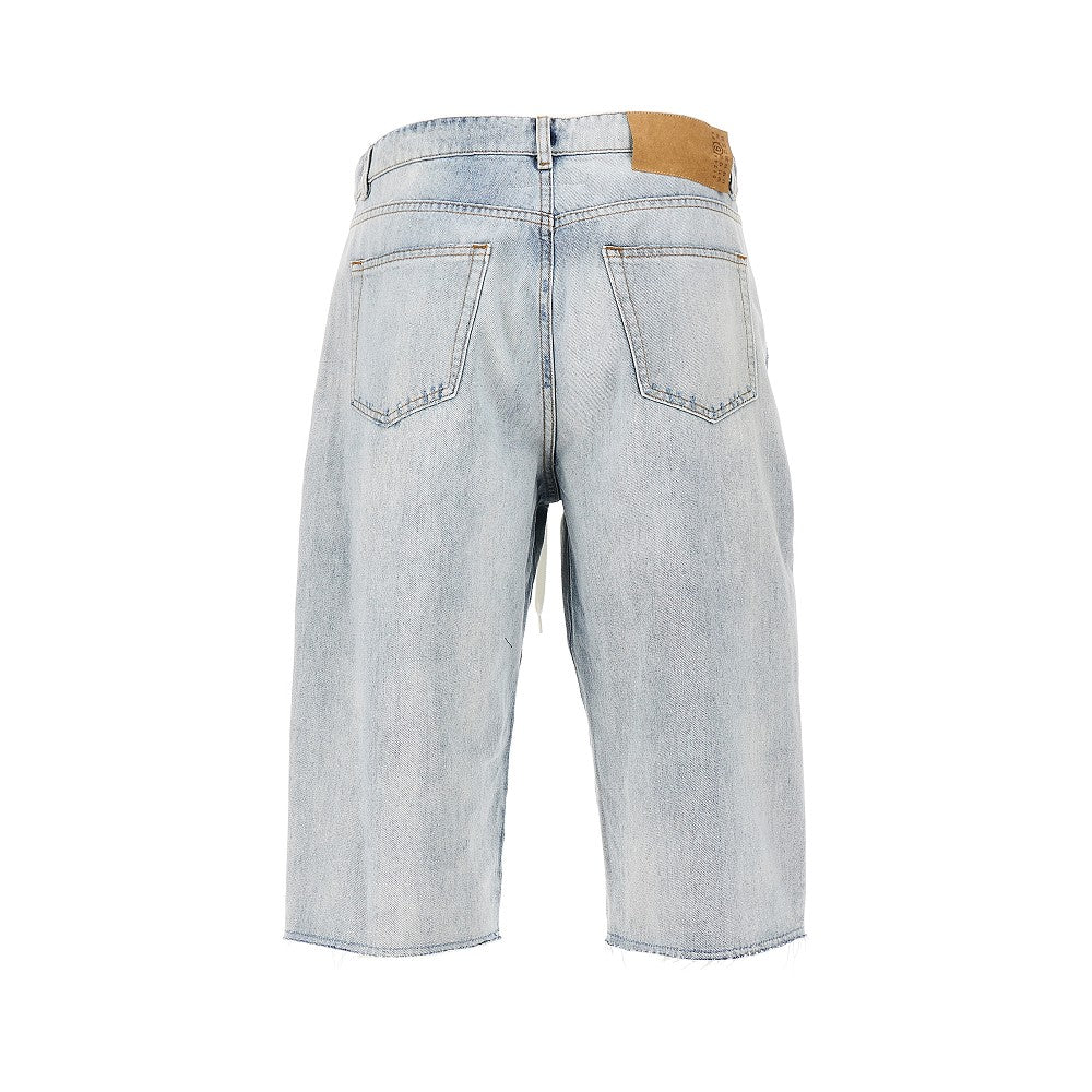 Distressed denim shorts